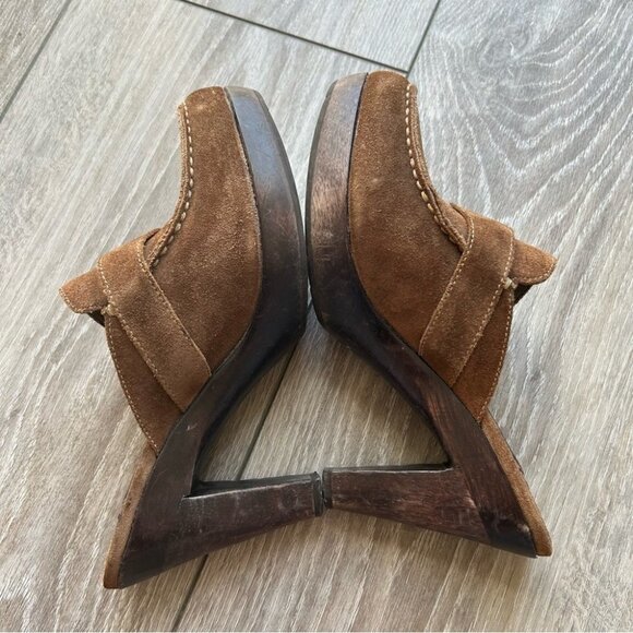 Matisse Suede Leather Wooden  Heel Western Mules Clogs - Picture 12 of 16